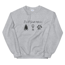 Load image into Gallery viewer, I&#39;m A Simple Woman - Christmas, Wine, Paw Sweatshirt