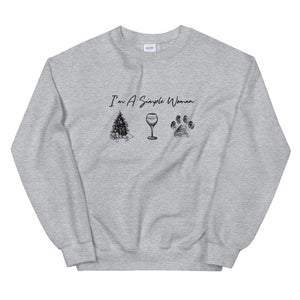 I'm A Simple Woman - Christmas, Wine, Paw Sweatshirt