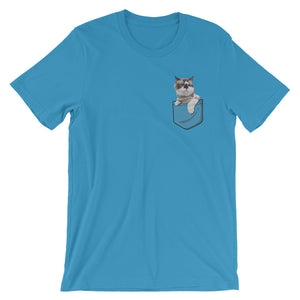 Custom Pet Pocket T-Shirt Ocean Blue