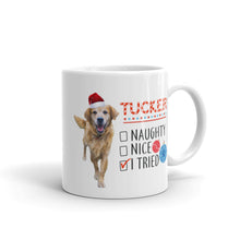 Load image into Gallery viewer, &quot;Naughty, Nice, I Tried&quot; Custom Christmas Pet Mug