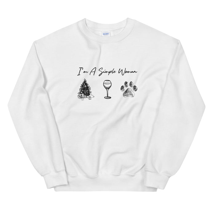I'm A Simple Woman - Christmas, Wine, Paw Sweatshirt