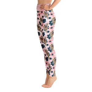 "Pink & Blue Flowers" Custom Pet Yoga Leggings