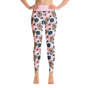 "Pink & Blue Flowers" Custom Pet Yoga Leggings