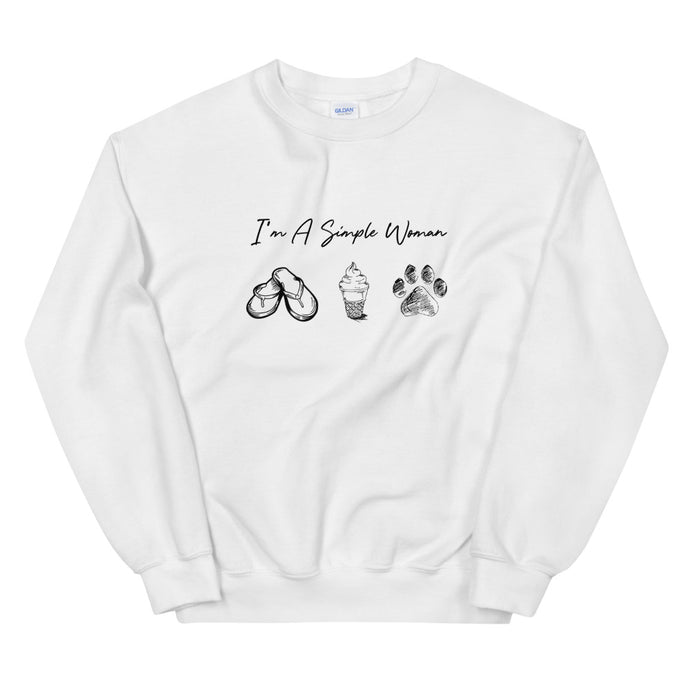 I'm A Simple Woman - Flip Flops, Ice Cream, Paw Sweatshirt