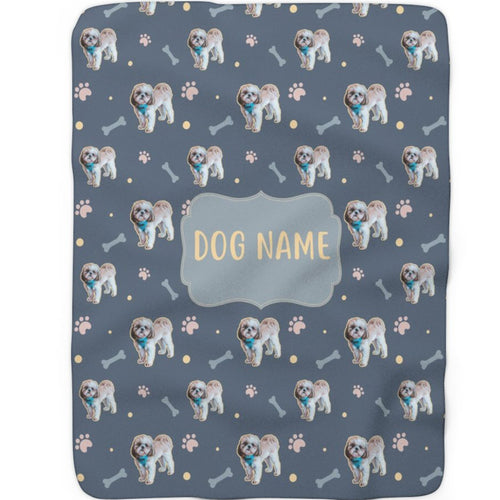 Paws and Bones - Custom Sherpa Fleece Blanket