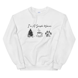 I'm A Simple Woman - Christmas, Coffee, Paw Sweatshirt
