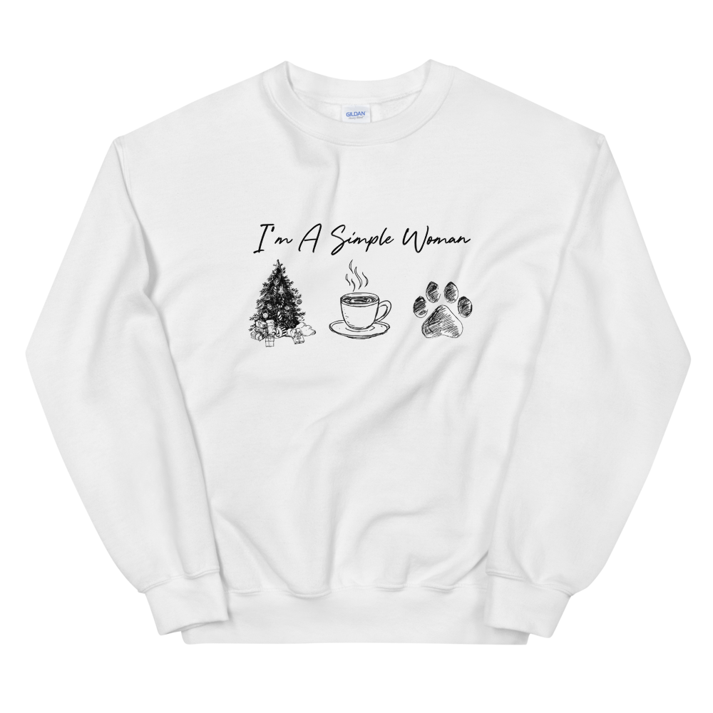 I'm A Simple Woman - Christmas, Coffee, Paw Sweatshirt